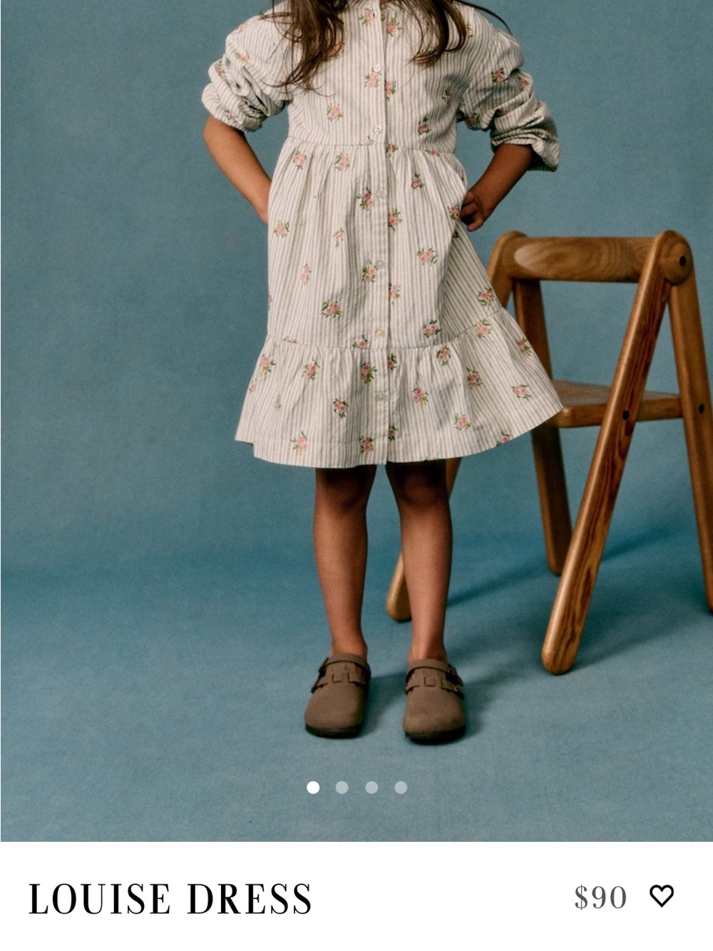 Sezane Louise Dress - Cream Stripe with Pink Floral
